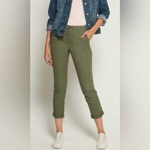 GAP Girlfriend Khaki Stretch Mid Rise Pants‎ Olive Green Size 00